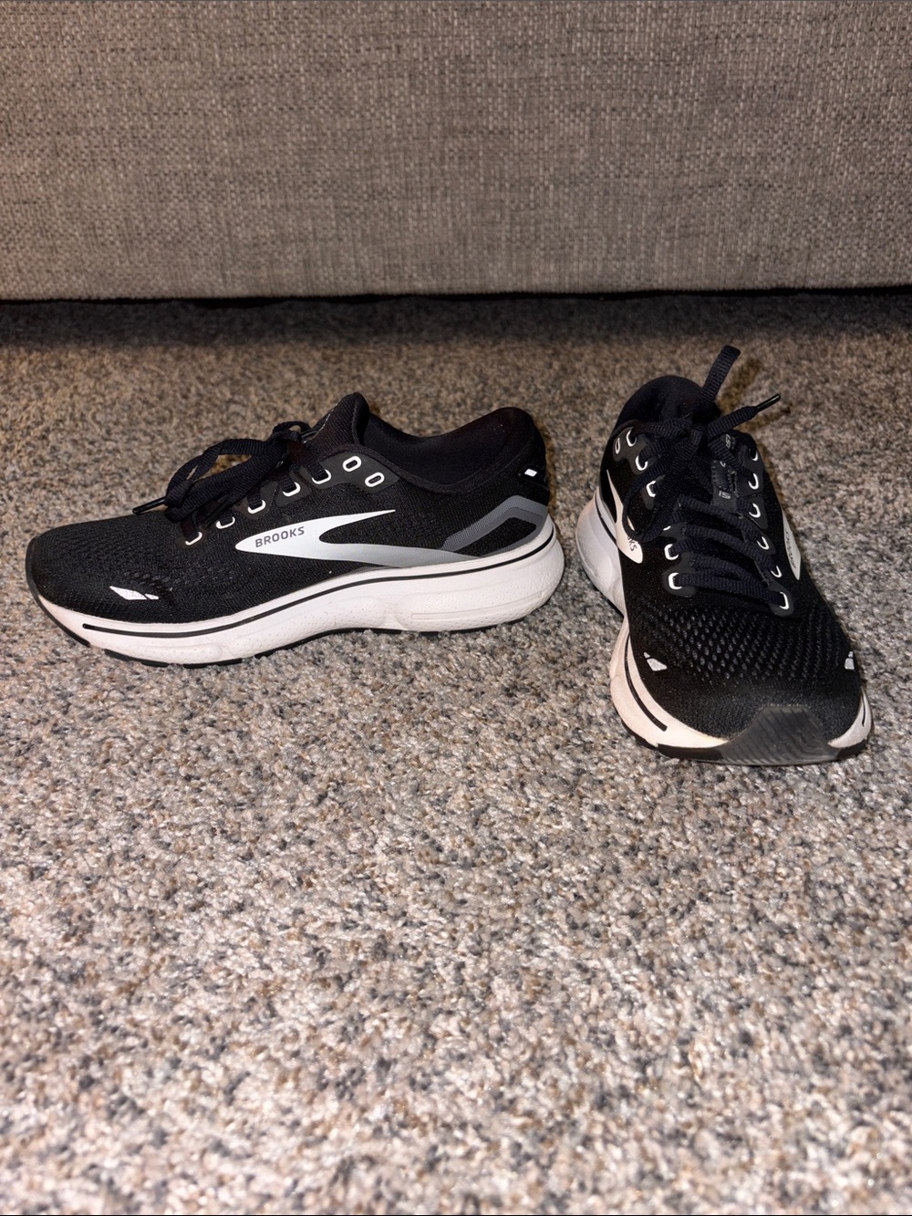 Brooks Ghost Black and White Mesh Running Shoes